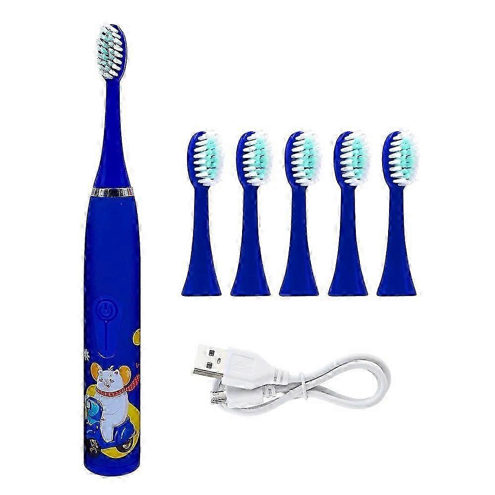 Kids' Electric Toothbrush with 4 Modes & IPX6 Rating - Fun Cartoon Design for UK Children's Dental Care
