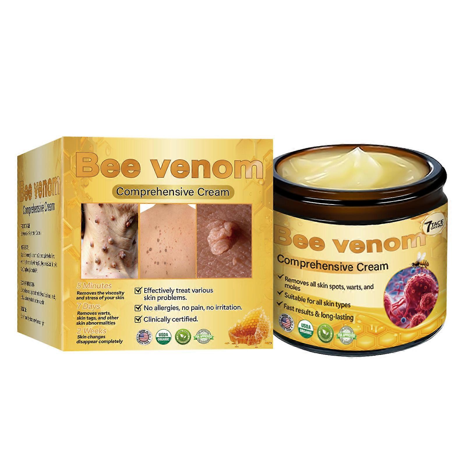 كريم Bee Venom الشامل ، مصل سريع الامتصاص وفعال قوي مضاد للثآليل لمزيل الشامات للوجه والجسم
