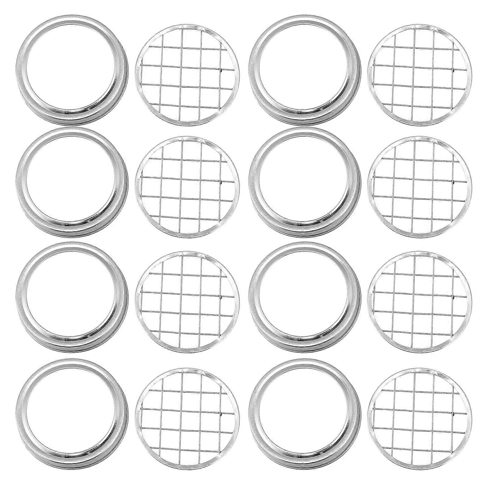 10 Sets Flower Arrangement Grid Panels with Jar Lid Rings, Reusable Floral Inserts for Mason Jars – Multi Functional Detachable Design for Home,