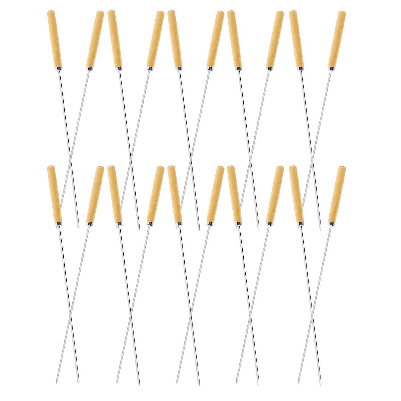 Stainless Steel and Wood BBQ Skewers for Grilling Perfect for Barbecue Use with Flat and Round Picks