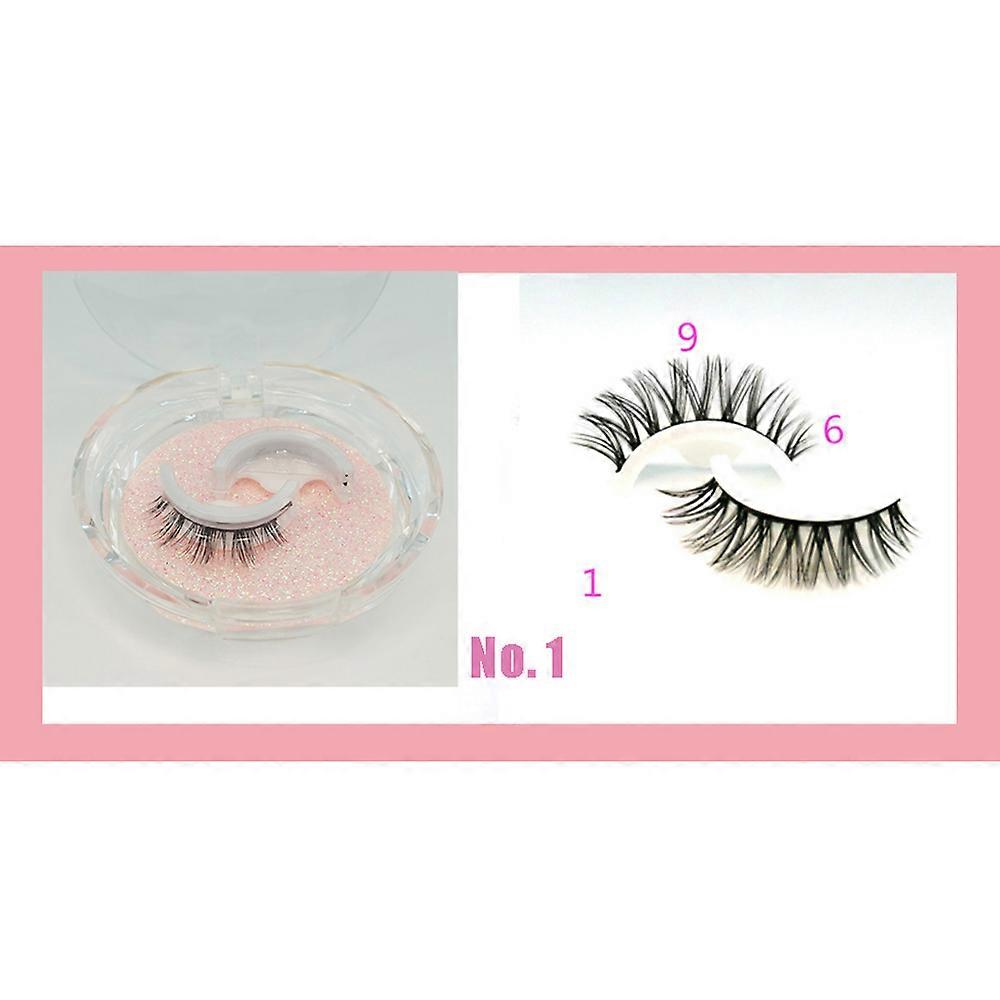 1Pair Natural False Eyelashes Jelly Strip Self-adhesive Eyelash with Crystal Box