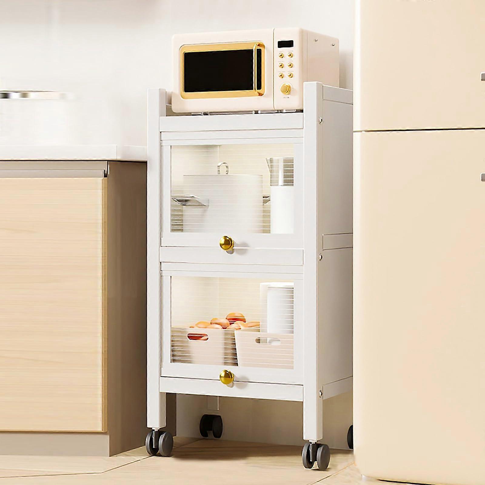 3Tier Kitchen Pantry Storage Cabinet, Coffee Bar with Drawer, Flip Door Baker's Rack, 40cm/15.7in