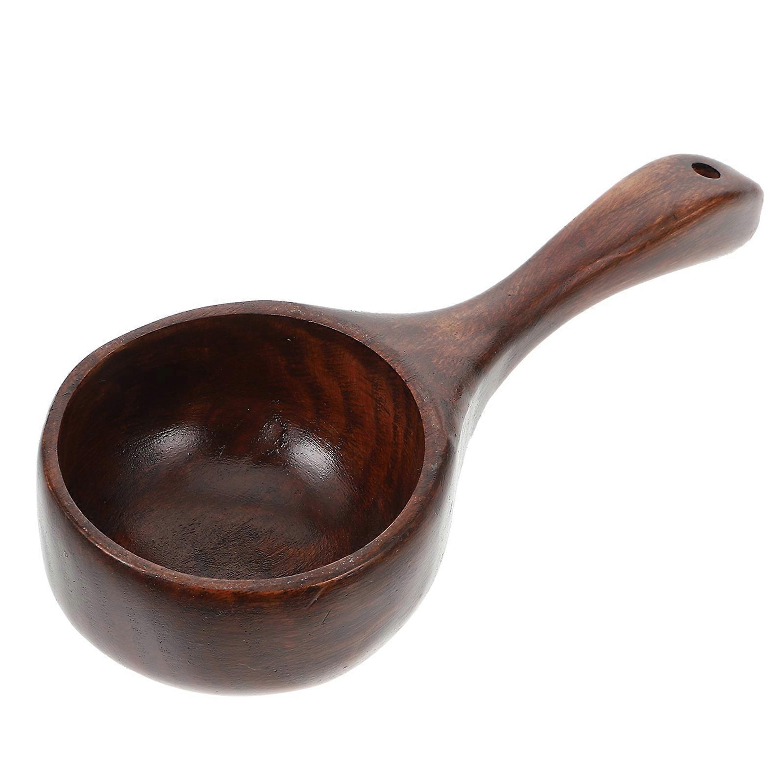 Wood Water Scoop Spoon Round Home Use Brown Nanmu Material Multipurpose 1Set