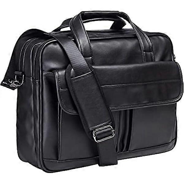 Men's leather briefcase, large capacity and adjustable shoulder strap, waterproof and durable