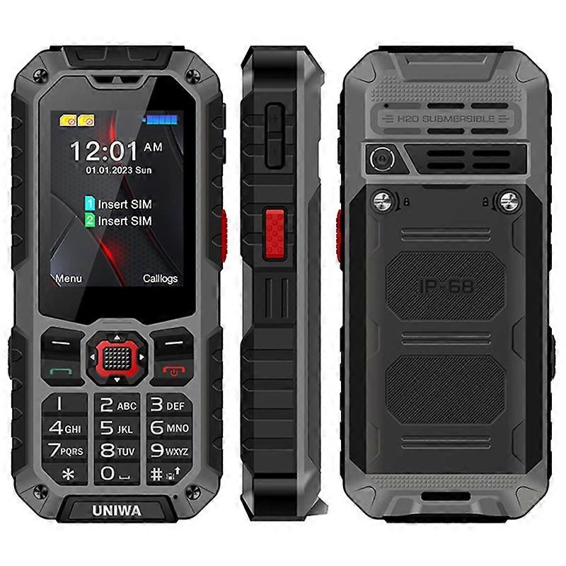 UNIWA S9 Celular robusto de 2,4 polegadas IP68 Celular 4G à prova d'água com lanterna