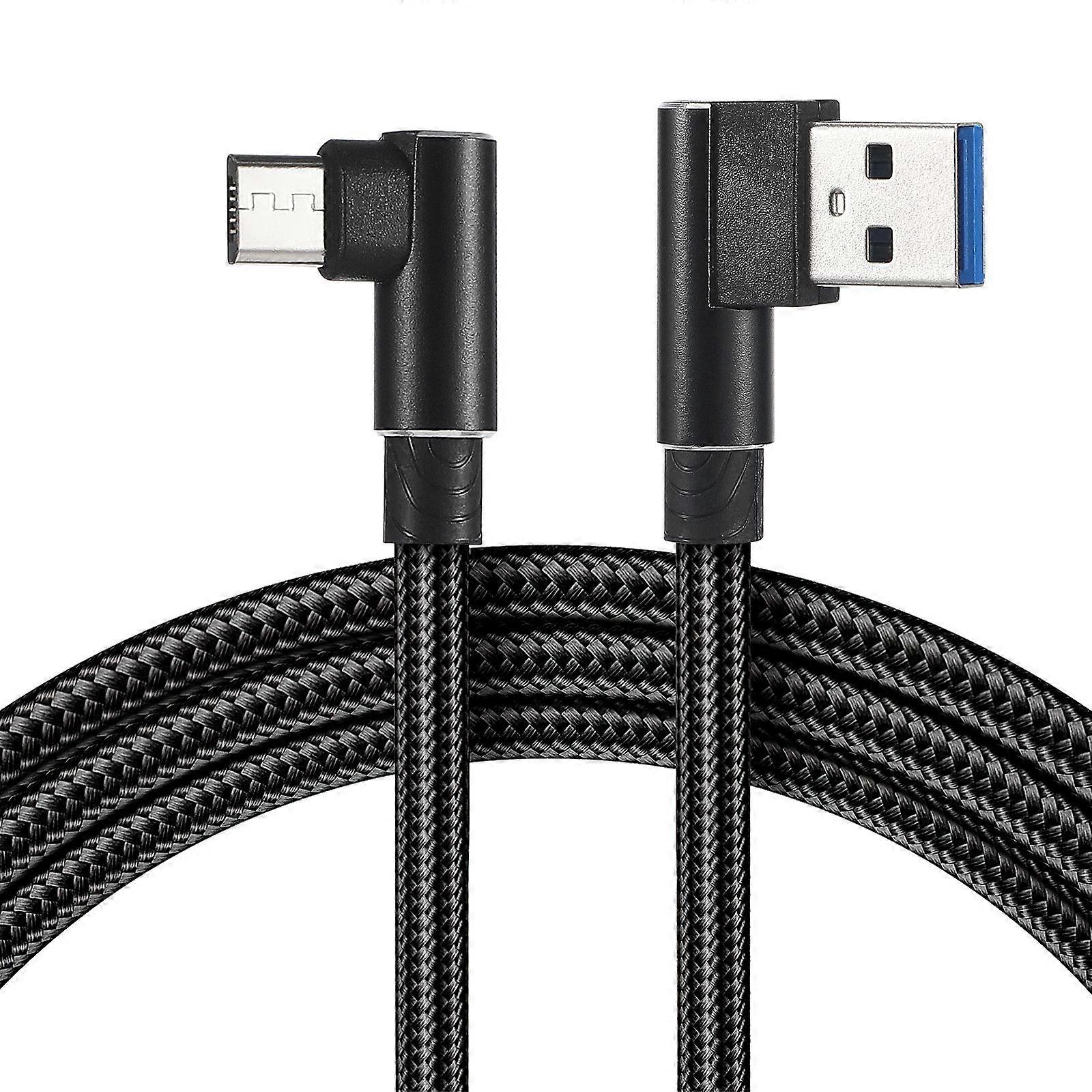 1M Right Angle USB Micro Cable Braided USB 2.4 A to 90 Degree Data Cable Charger Cord for Universal Android Phone (Black)