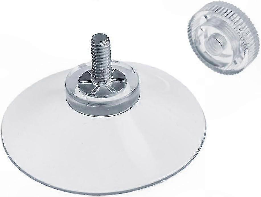 Transparent Suction Cups with M4 Thread and Knurled Nuts, 40mm Diameter, Set of 8