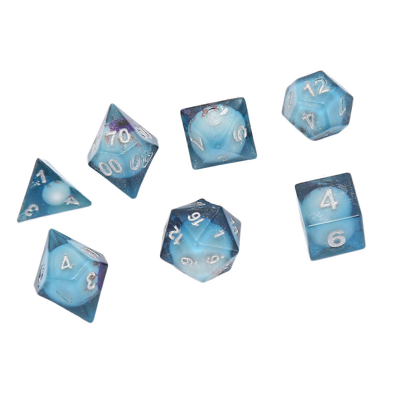 7PCS Transparent Resin Dice Set Durable Polished Game Dice