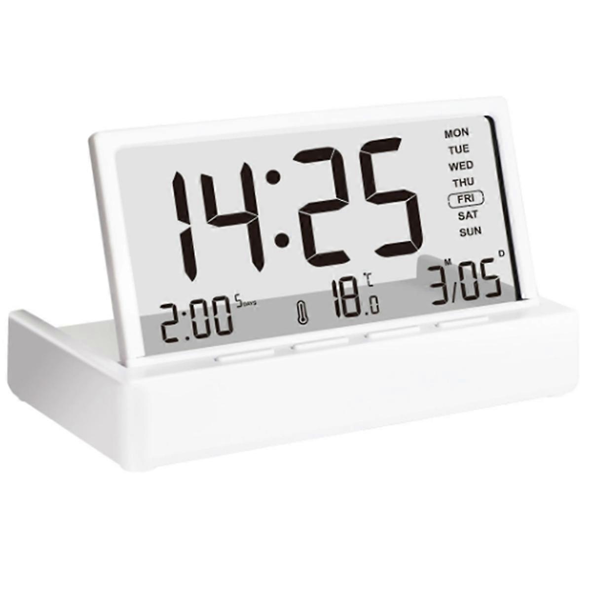 Foldable Alarm Clock Organic Glass Material with 3 Alarms Setting Temperature/Calendar/Week Display Desktop Decoration