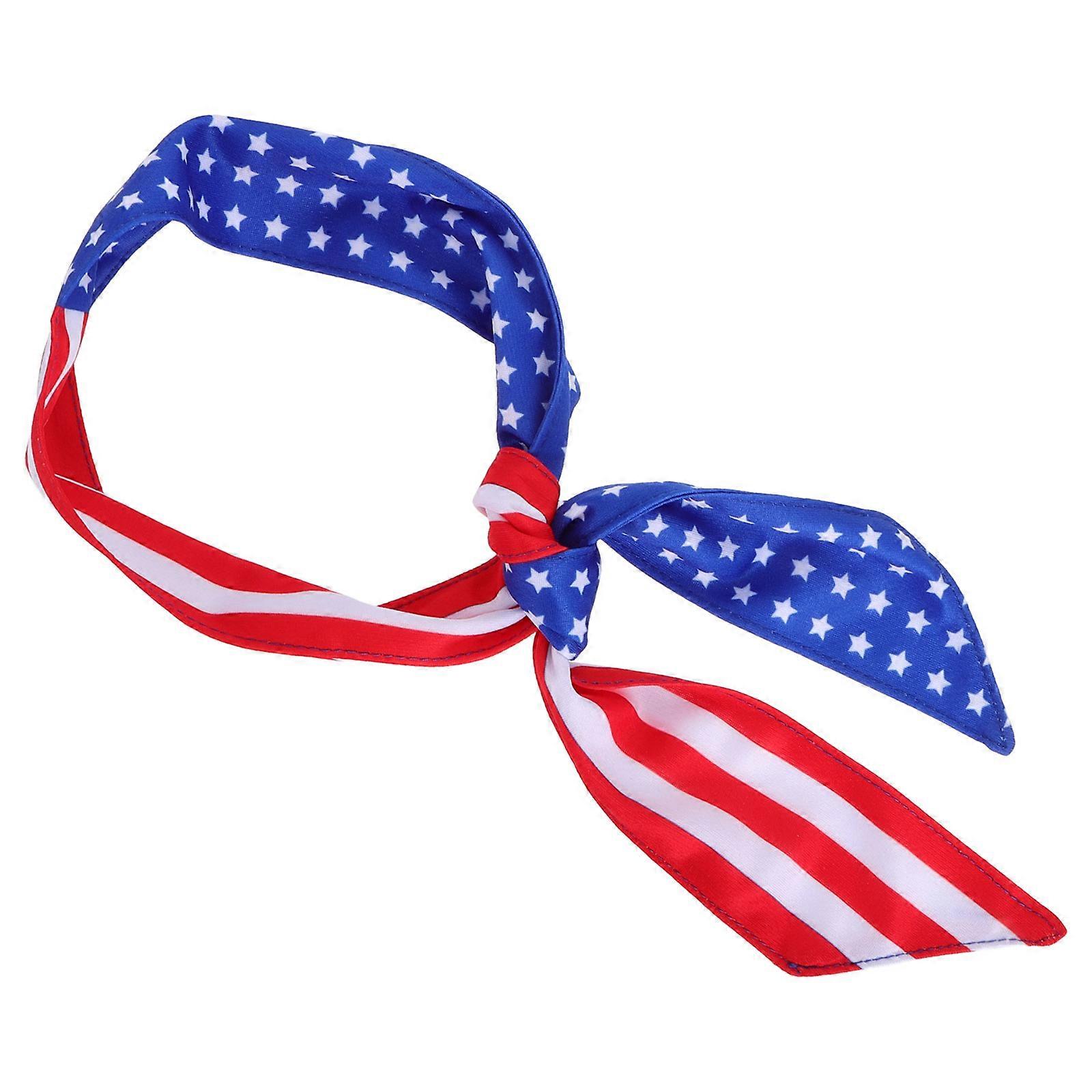 American Flag Head Sweatband Adjustable Polyester for Hair Use Soft Comfortable and Lightweight Blue