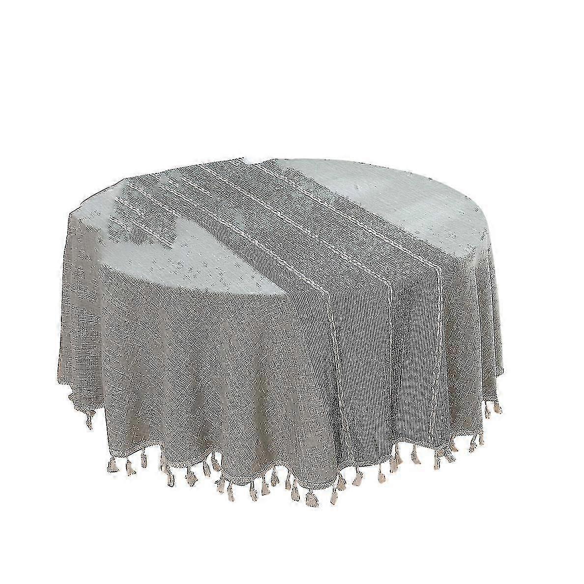 59inch Rustic Table Clothes Compatible With Round Tables (striped Grey) SZRH A-S