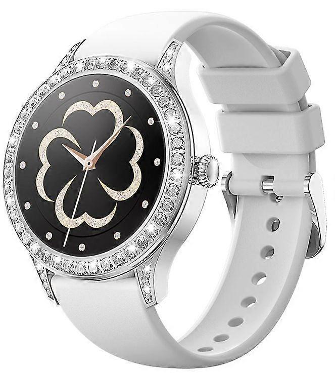 Womens Smartwatch with Bluetooth Calling, Diamond Inlay, Heart Rate and Blood Oxygen Monitoring, Menstrual Cycle Reminder, IP68 Waterproof Watch(Silve