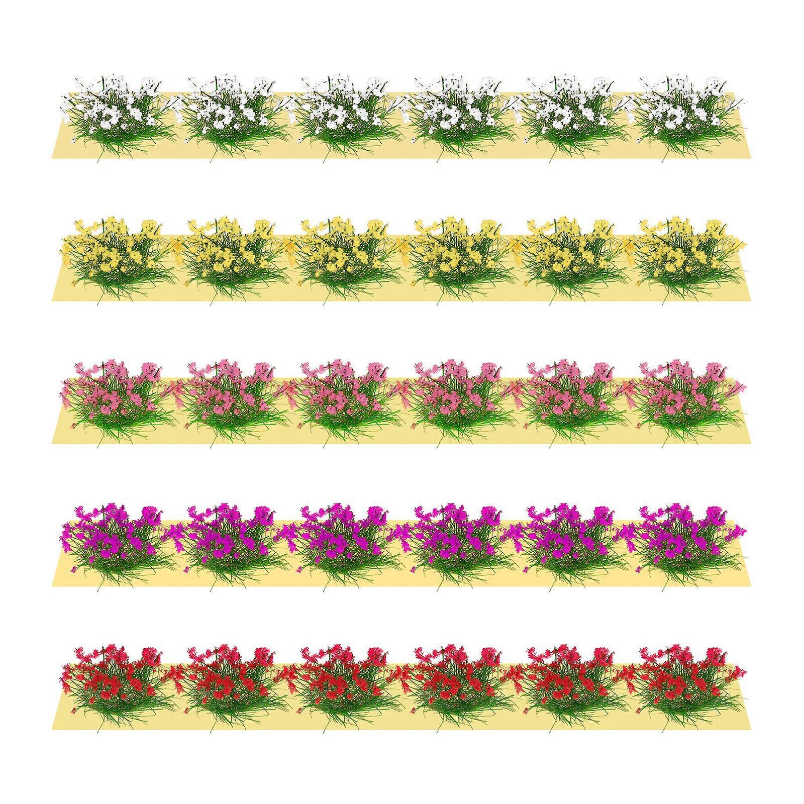 5pcs Microlandscape Mini Flower Clusters Static Scenery Models DIY Miniature Grass Clusters