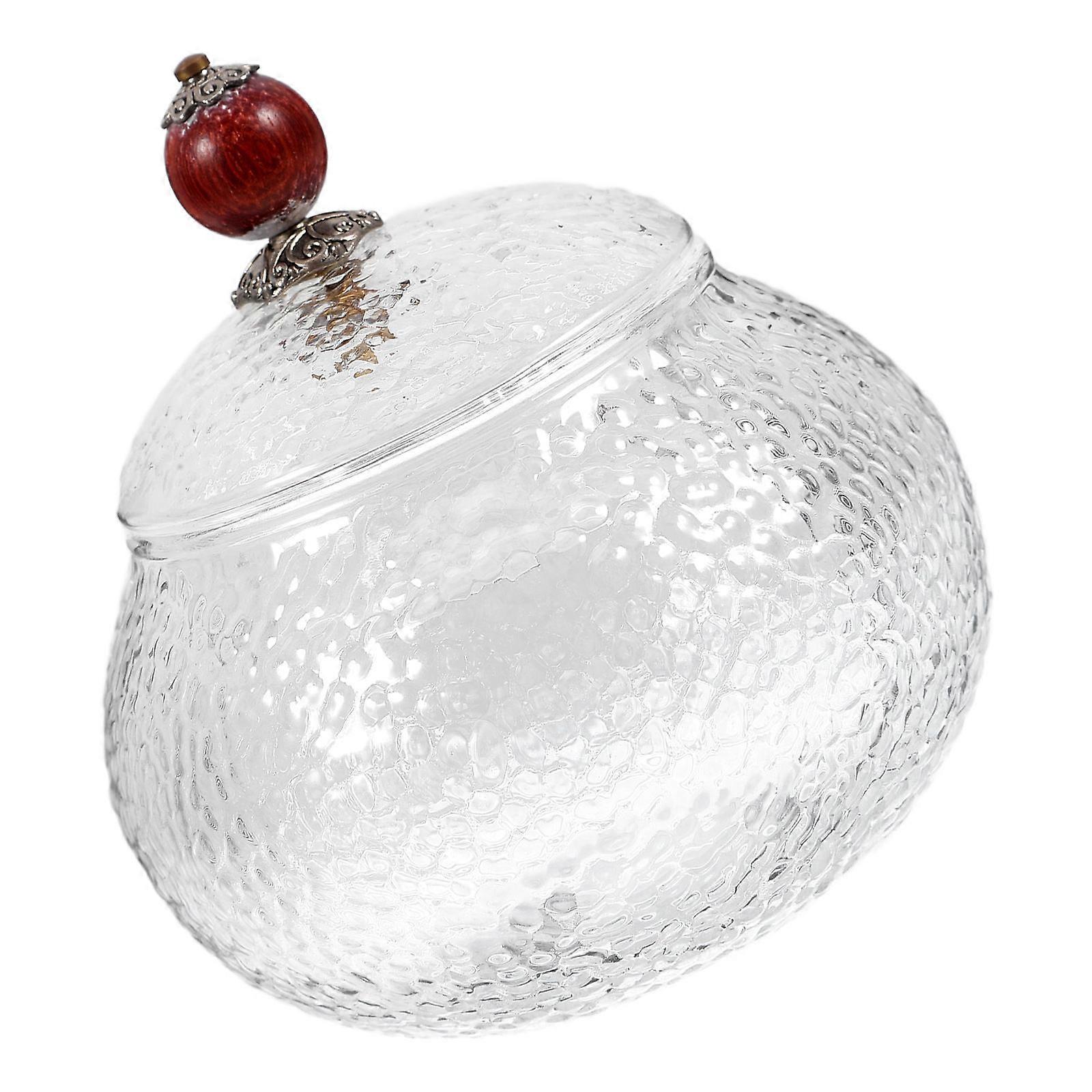 Glass Jar for Storage Use with Wooden Knob Transparent 1 Piece