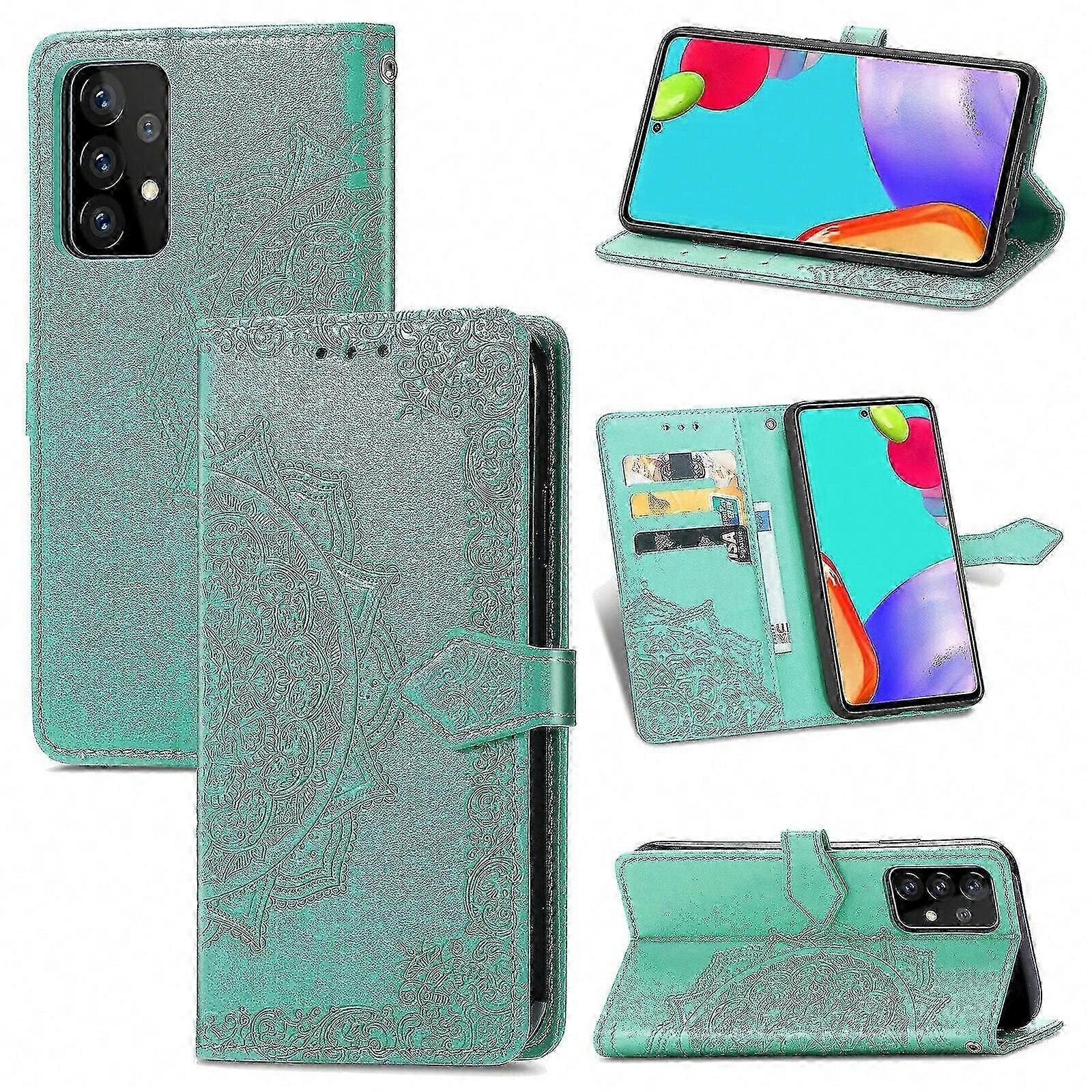 Case For Samsung Galaxy A72 5g/4g Case Leather Wallet Cover Emboss Mandala Magnetic Flip Protection Shockproof - Rose Gold
