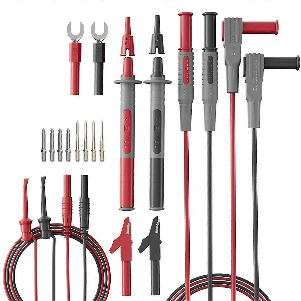 22 Piece Silicone Multimeter Test Lead & Back Probe Kit - Premium Modular Volt Meter Probes with Alligator Clips