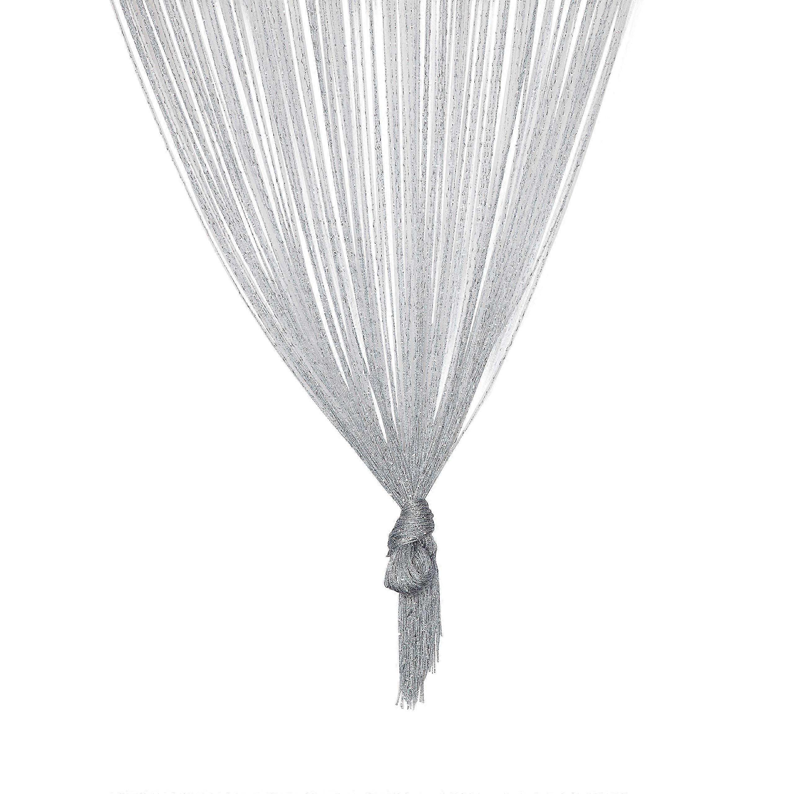 Dew Drop Gold String Curtain Panel - 100x 200 cm - Waterfall Effect - Glitter Thread Partition Divider - Home Decor Accessory silver gray