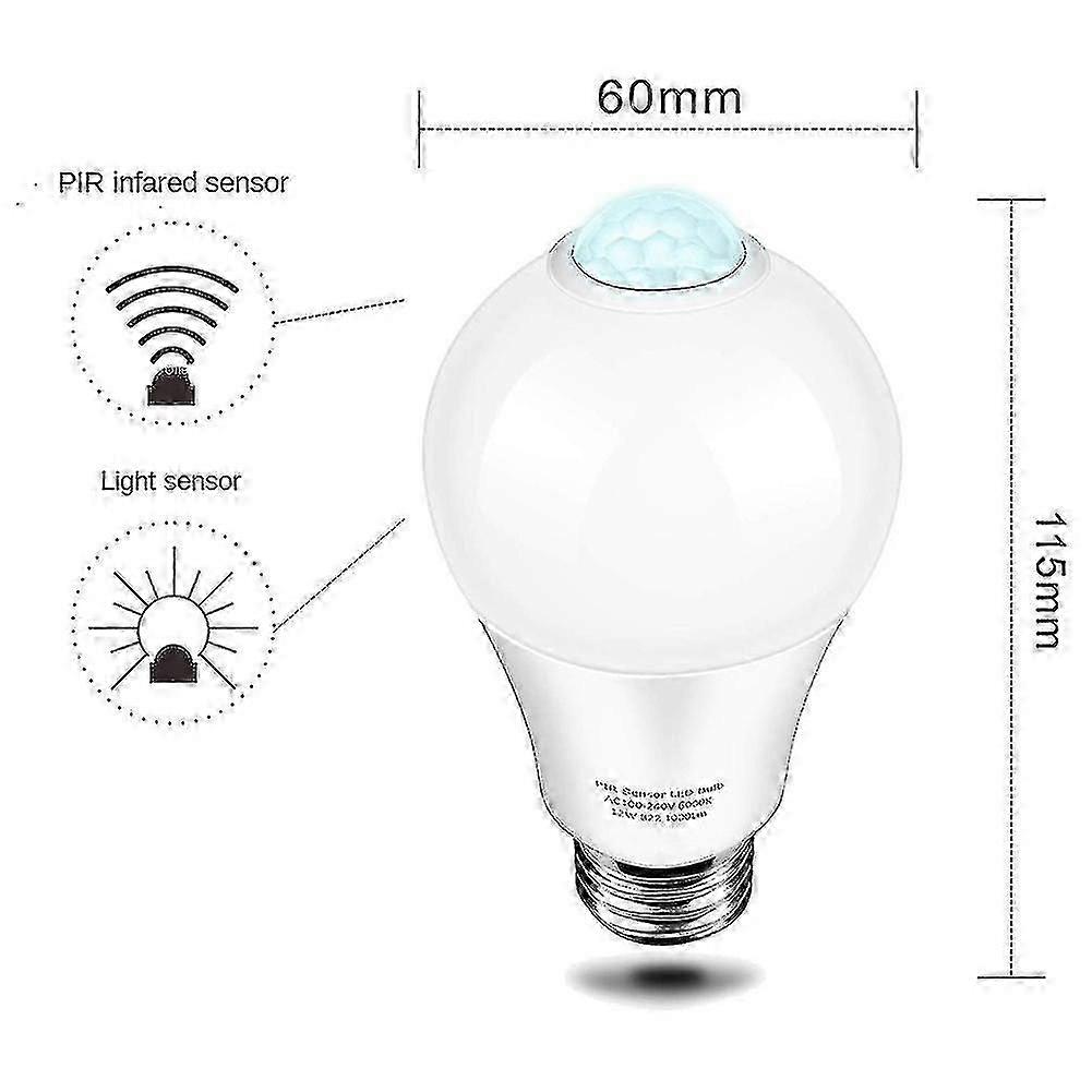 Lampe à détecteur de mouvement PIR 85-265 V E27 12 W avec détecteur de mouvement infrarouge et sécurité Li