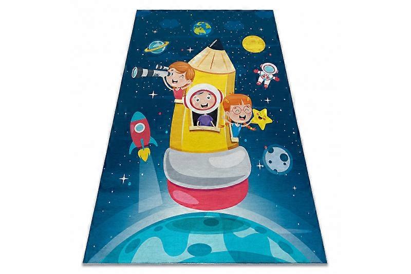 BAMBINO 42810 washing carpet Rocket, planets for children anti-slip - blue / brown