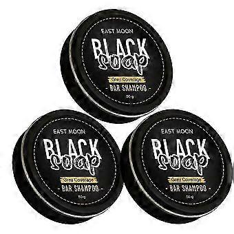 3pcs Men's Grey Coverage Bar Shampoo Hair Darkening Black Soap for Grey Hair Cover
