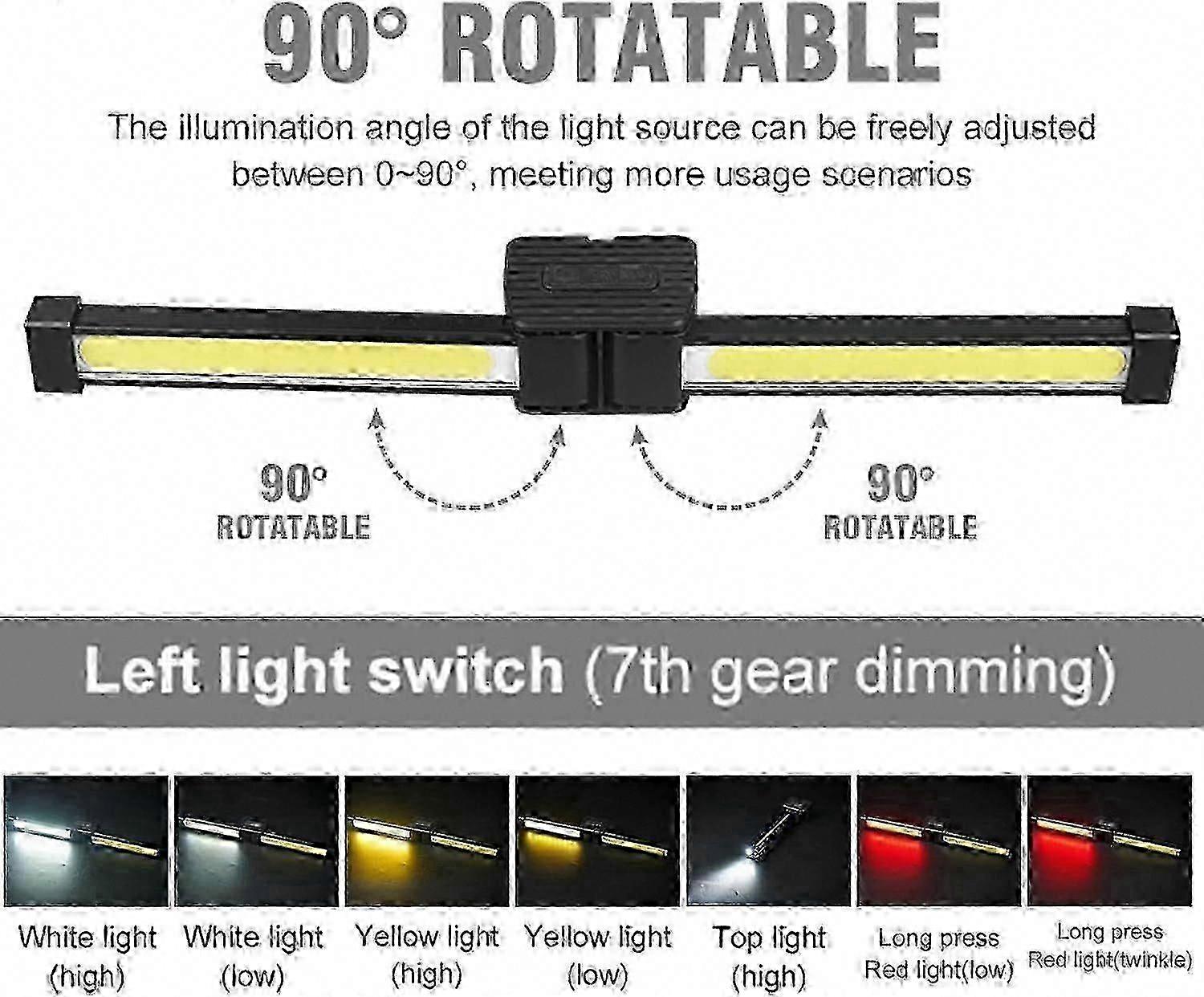 2025 Upgraded Gym Posing Lamp, 7-Level Dimming LED Work Light with Magnetic Base & Hanging Hook, USB-C Rechargeable Camping Flashlight