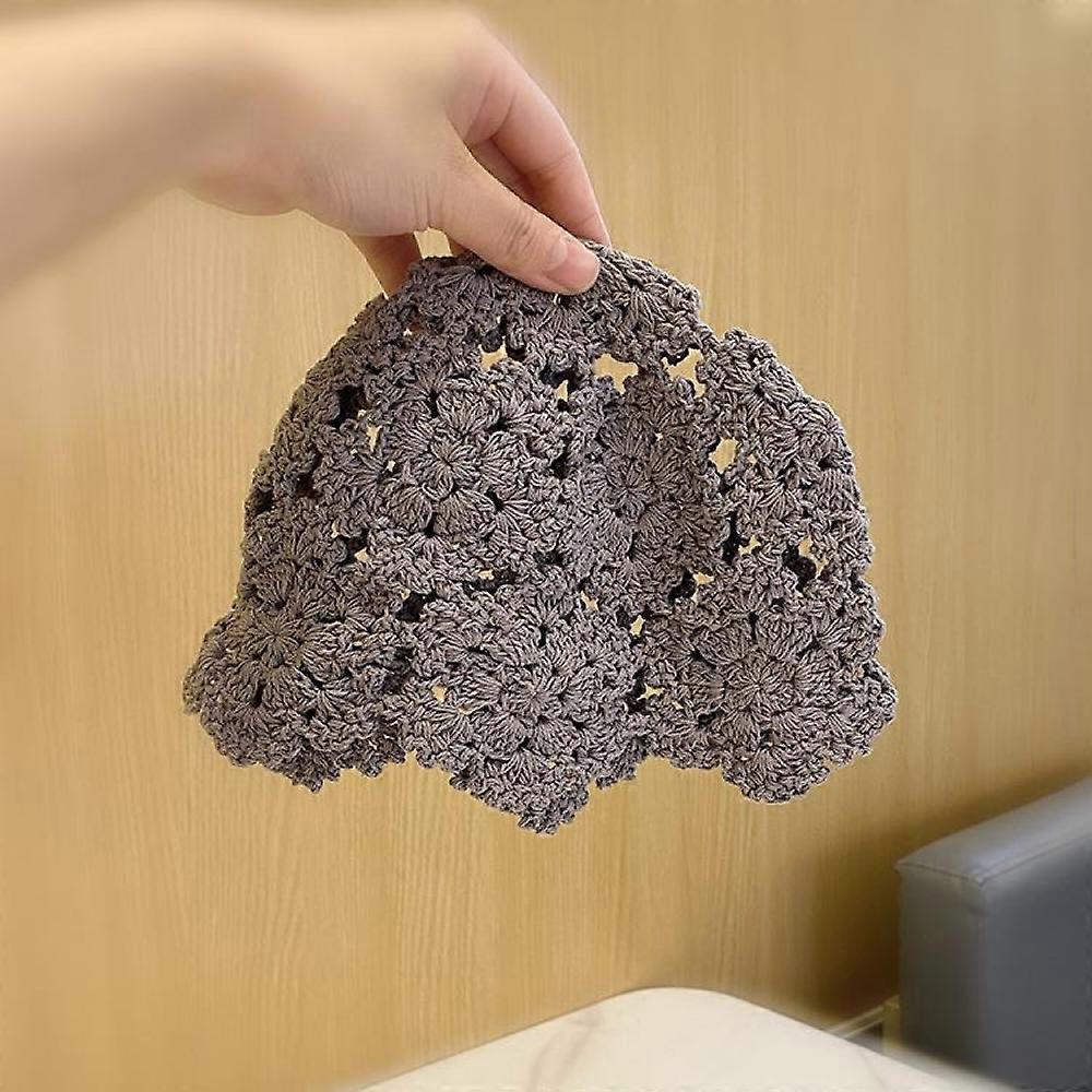 Women's Crochet Hat with Openwork Pattern – Lightweight Summer Knit Hat, Breathable and Comfortable, Ideal for Leisure and Beach (Gray)