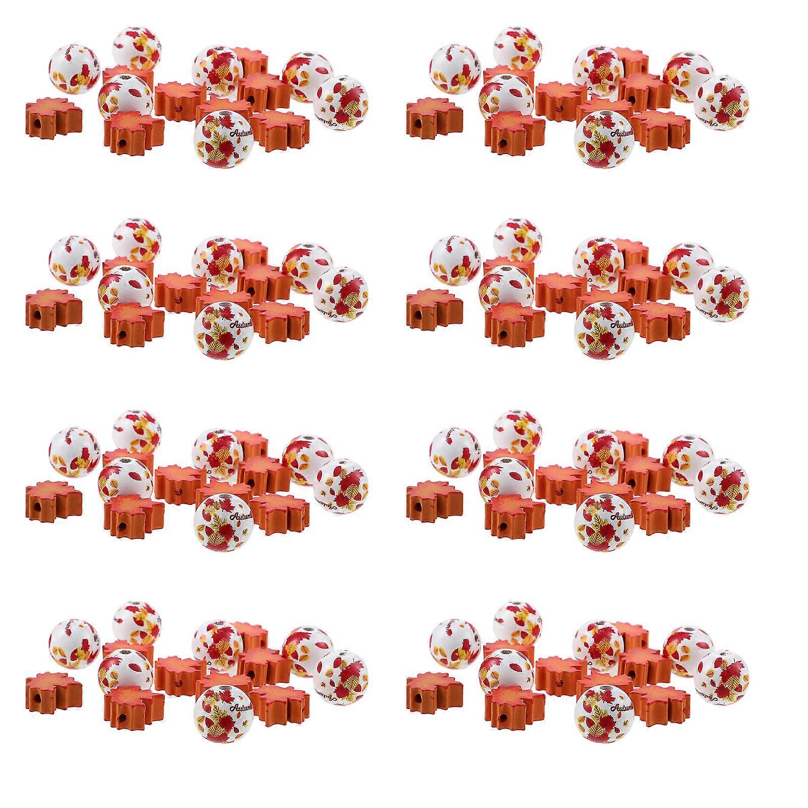Leaf Wooden Beads Wooden Beads for DIY Craft 240Pcs Set for Handmade Projects