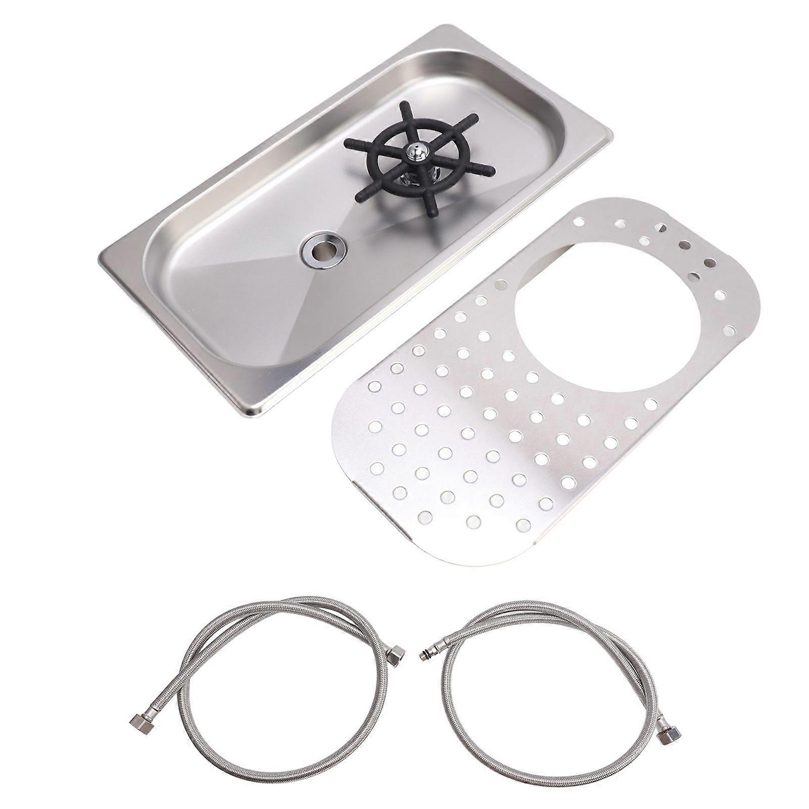 304 Stainless Steel Pitcher Rinser Cup Washer Glass Cleaning Rinser High Pressure Washing With Drain Drip Tray Hose for Bar Coffee Shop Stainless Stee