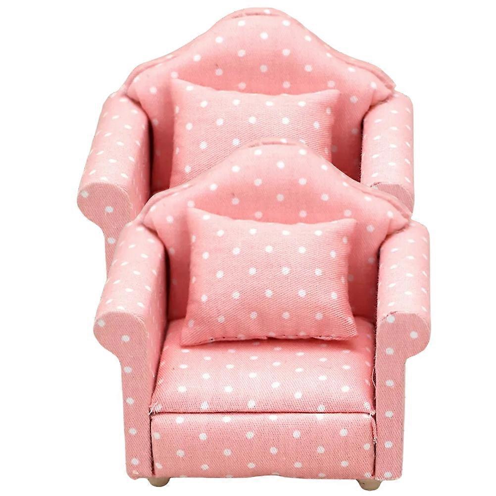 Mini Sofa Pillow Designed As Dollhouse Furniture For Children Indoor Play Accessory With Rustic Style 2 Sets