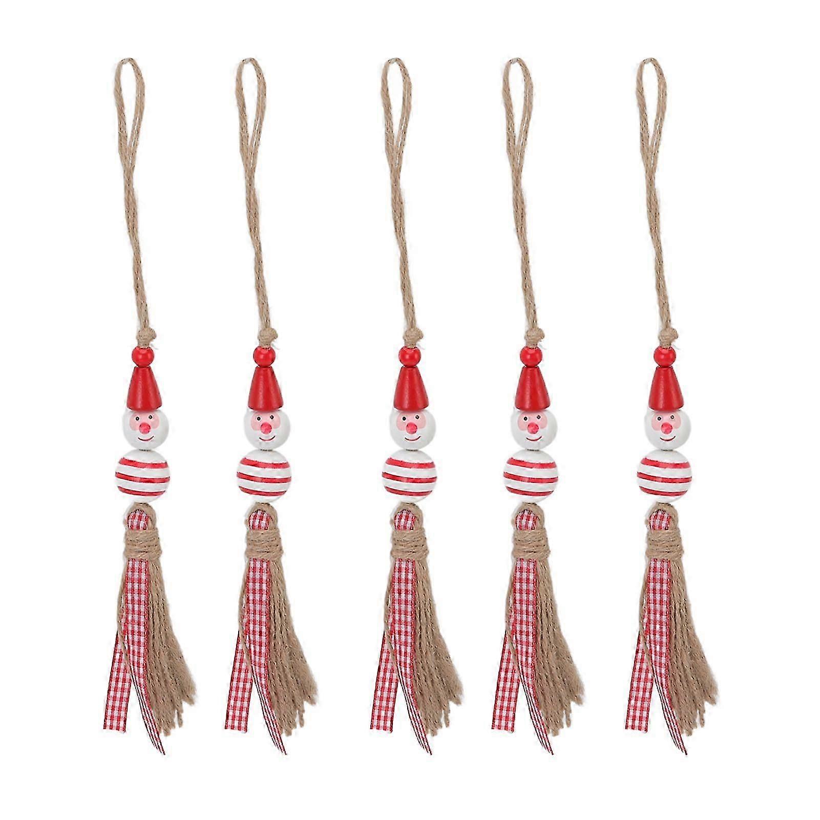 5個クリスマスビーズオーナメントかわいい明るい色強い木製雪だるま木製ビーズツリードアベッドルームMyi用