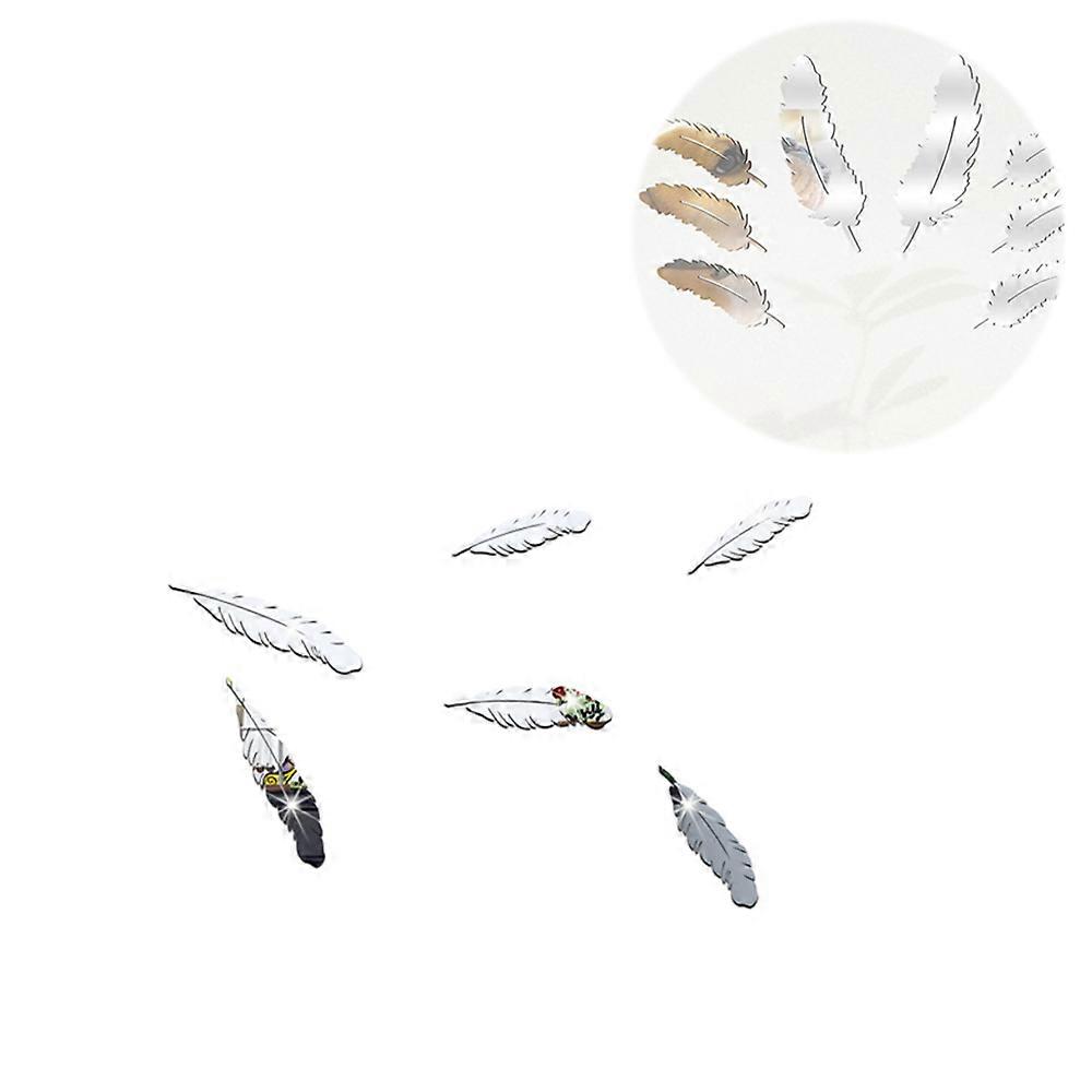 Mirror Wall Sticker 8Pcs Design for Wall Decoration in Silver