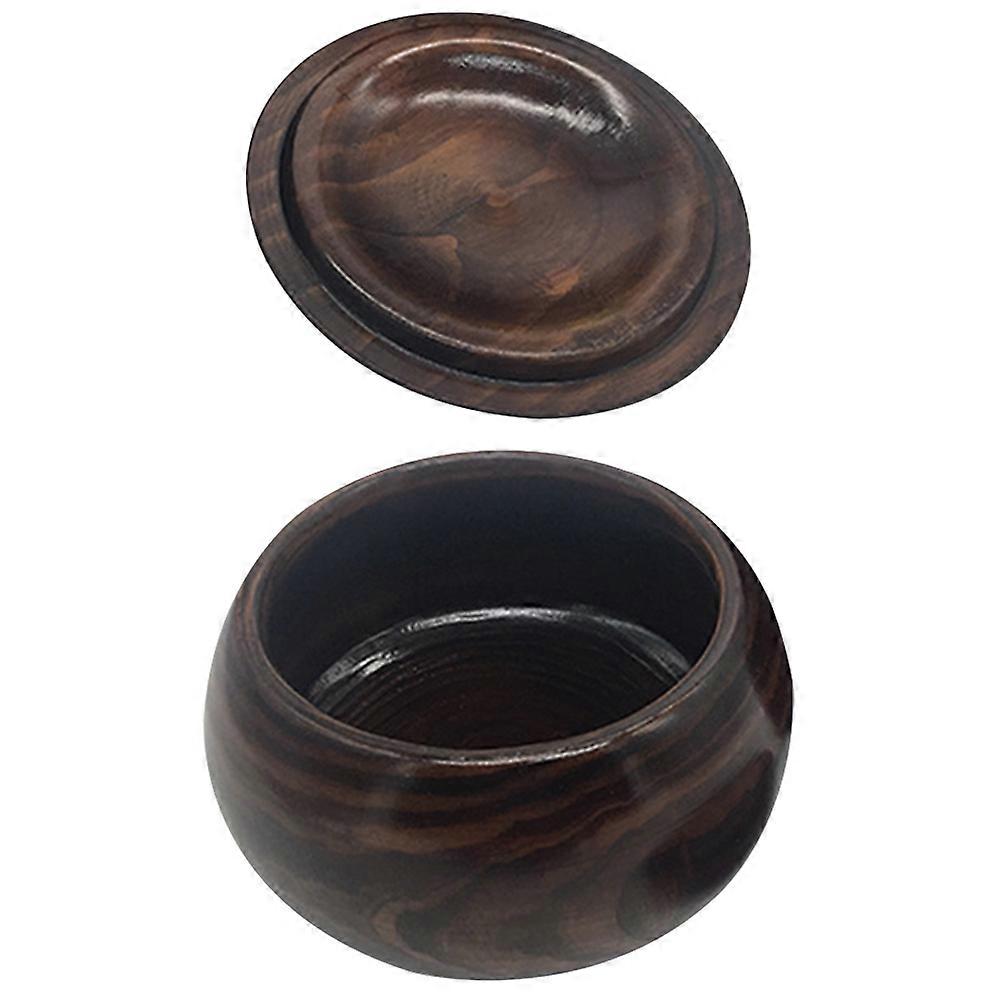 Go Chess Pieces Bowl Wood Storage Pot with Lid for 2Pcs Chess Stones