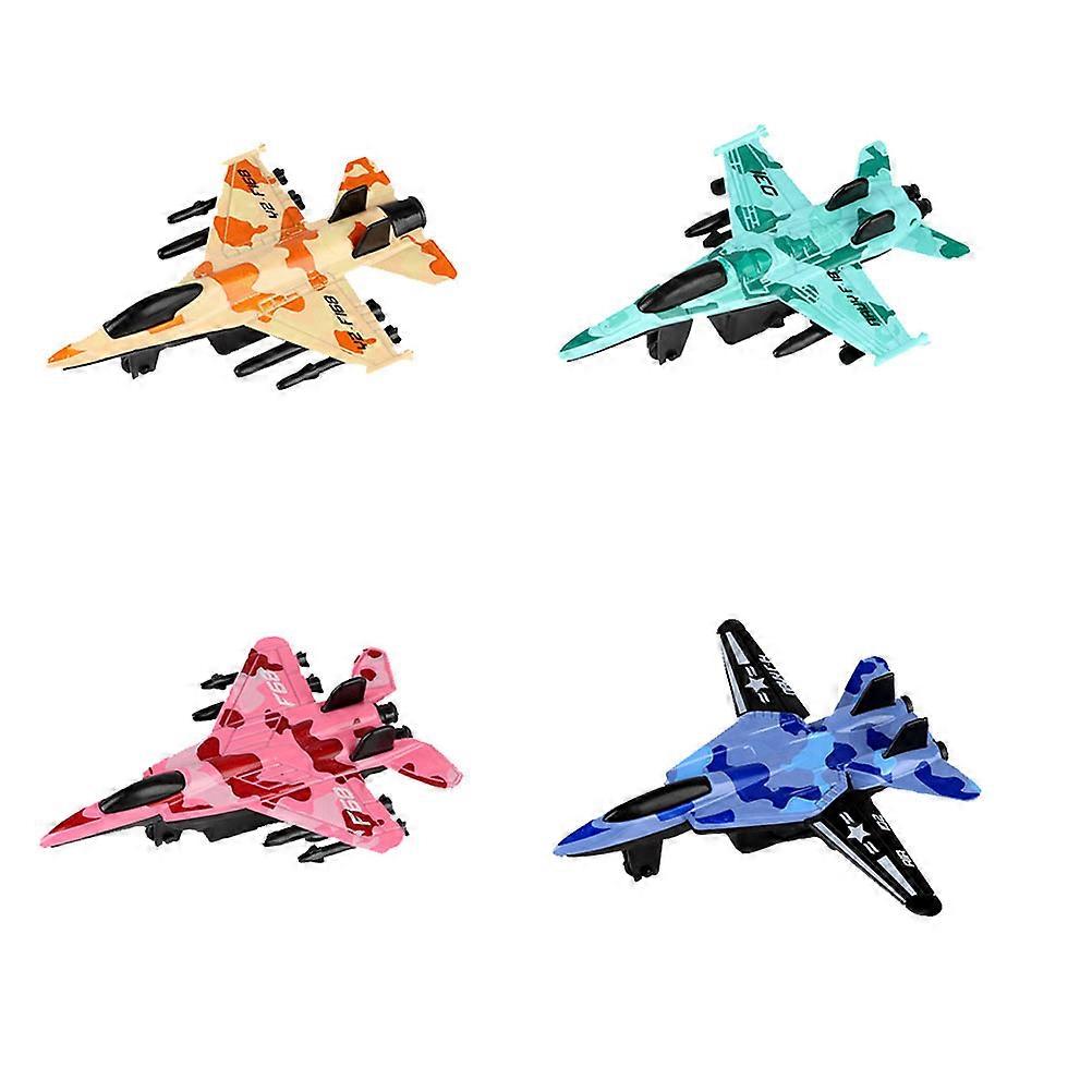 4Pcs Friction Powered Pull Back Airplane Toys Fighter Shape Assorted Color Educational Toys