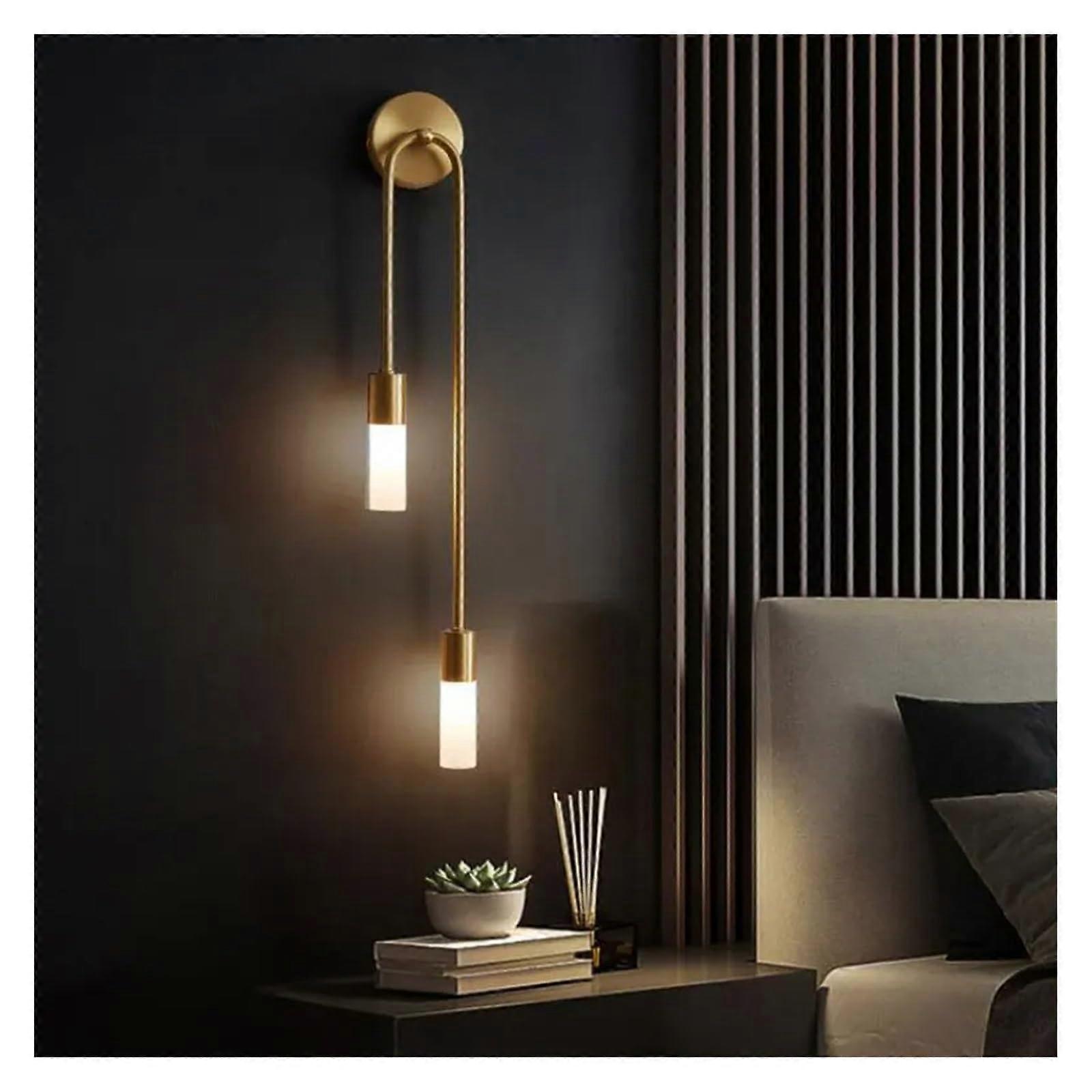 Lighting Modern Wall Sconce LED Wall Lamp Nordic Brass, 3Color LED, Model ZD8790781 LeftAa, Bedside Reading Light