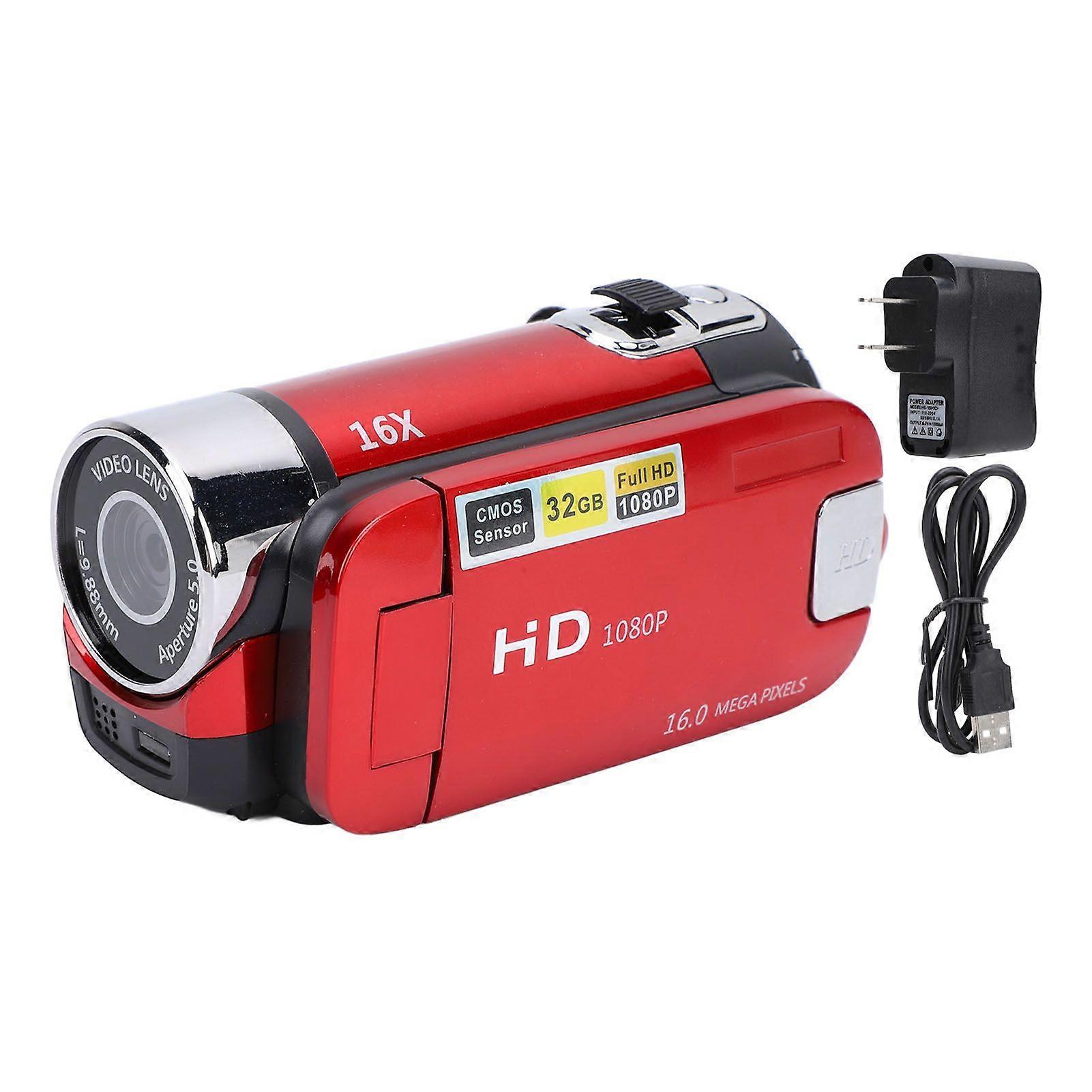 Video Camera Camcorder 16MP 1080P HD 16X Digital Zoom 2.4 Inch Rotation Screen Digital Video Recorder Vlogging Camera for Students Travel