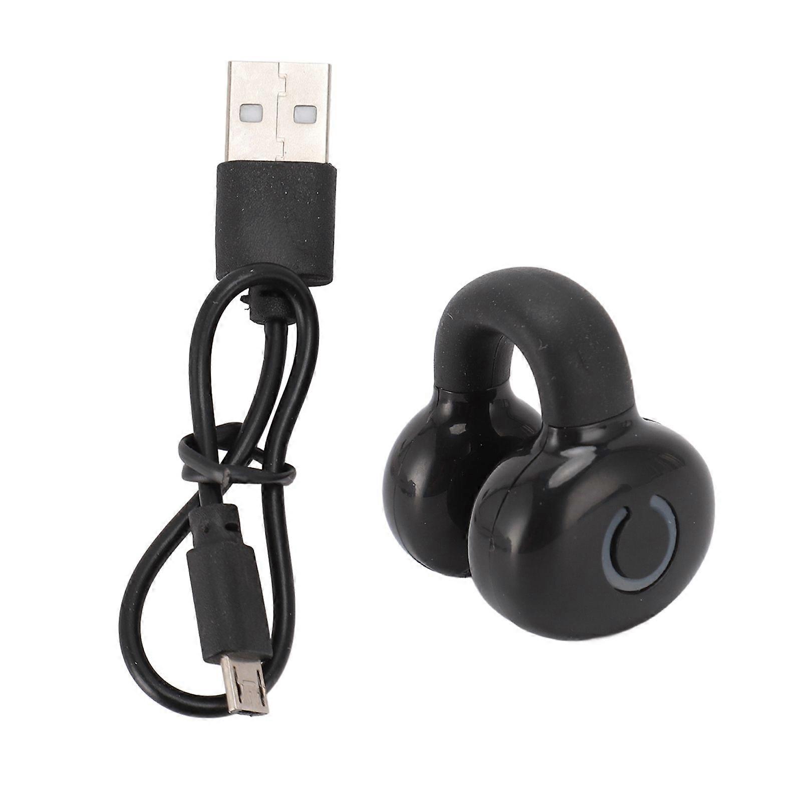 1pc Bluetooth V5.3 Ear Clip Bluetooth Headphone Stereo Noise Canceling Waterproof Bone Conduction Open Ear Bluetooth Earbud Black Boxed