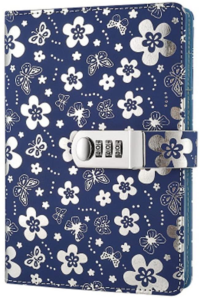 Pu Leather Diary With Lock, A5 Size Diary With Combination Lock Password Journal Locking Personal Diary (silver)