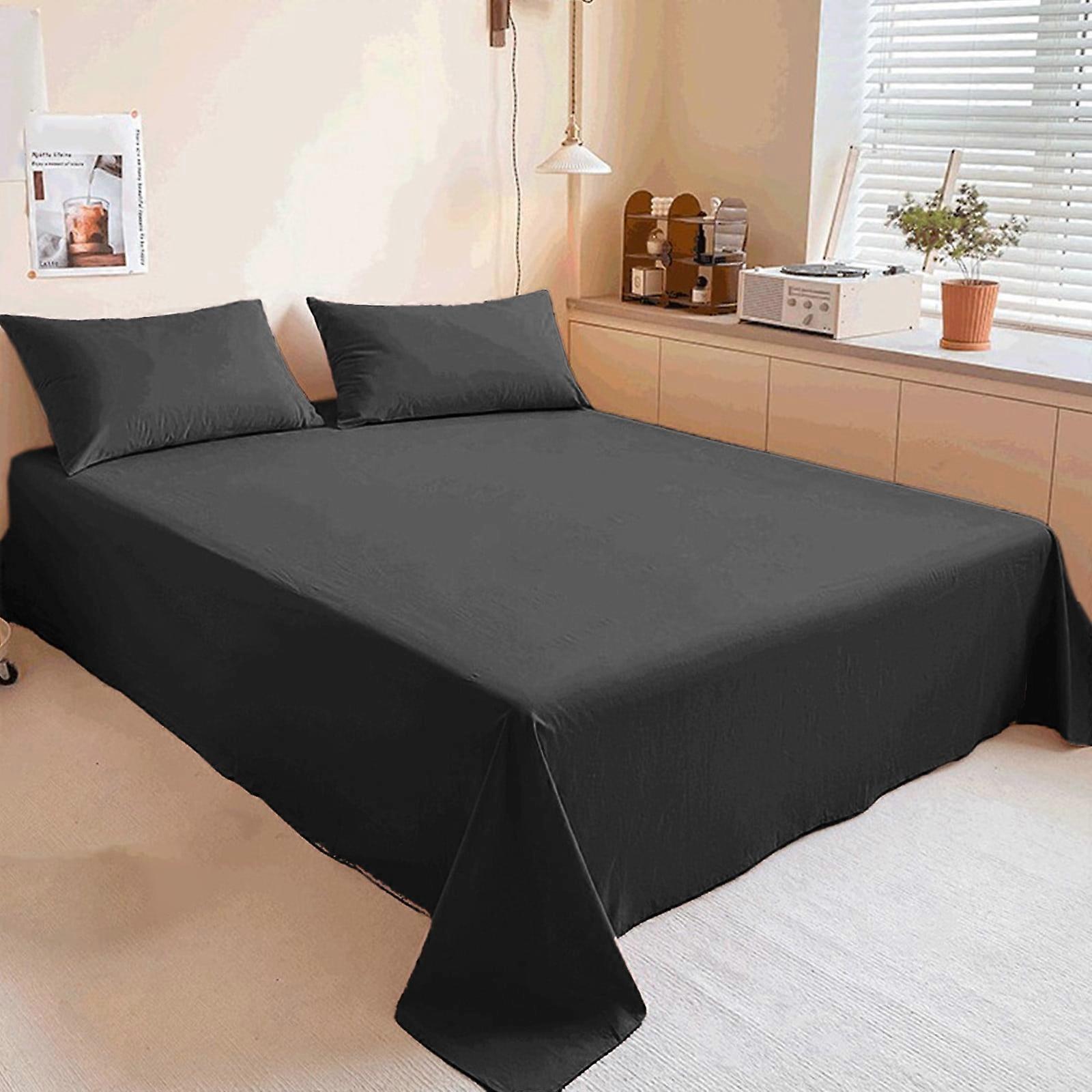Xaoshaoyi White Twin Flat Sheet, 100% Cotton, Cool Crisp Percale Weave, Breathable Comfortable Sheets, Soft Fade Resistant (Dark Gray)