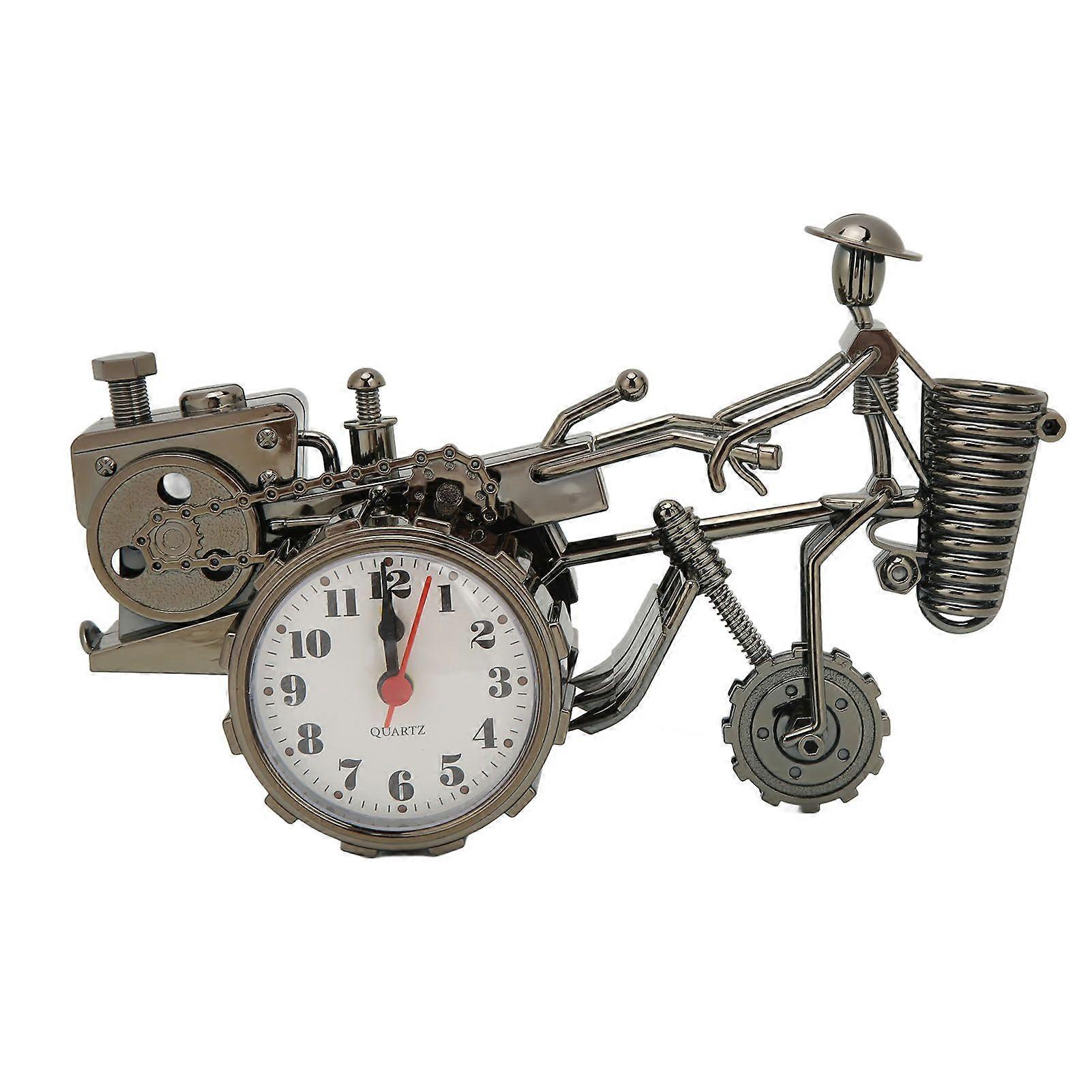 Desktop Clock Tractor Shape Accurate Time Setting Plastic 23.5x14x10cm Decorative Practical Clock Ornament Balck Gold