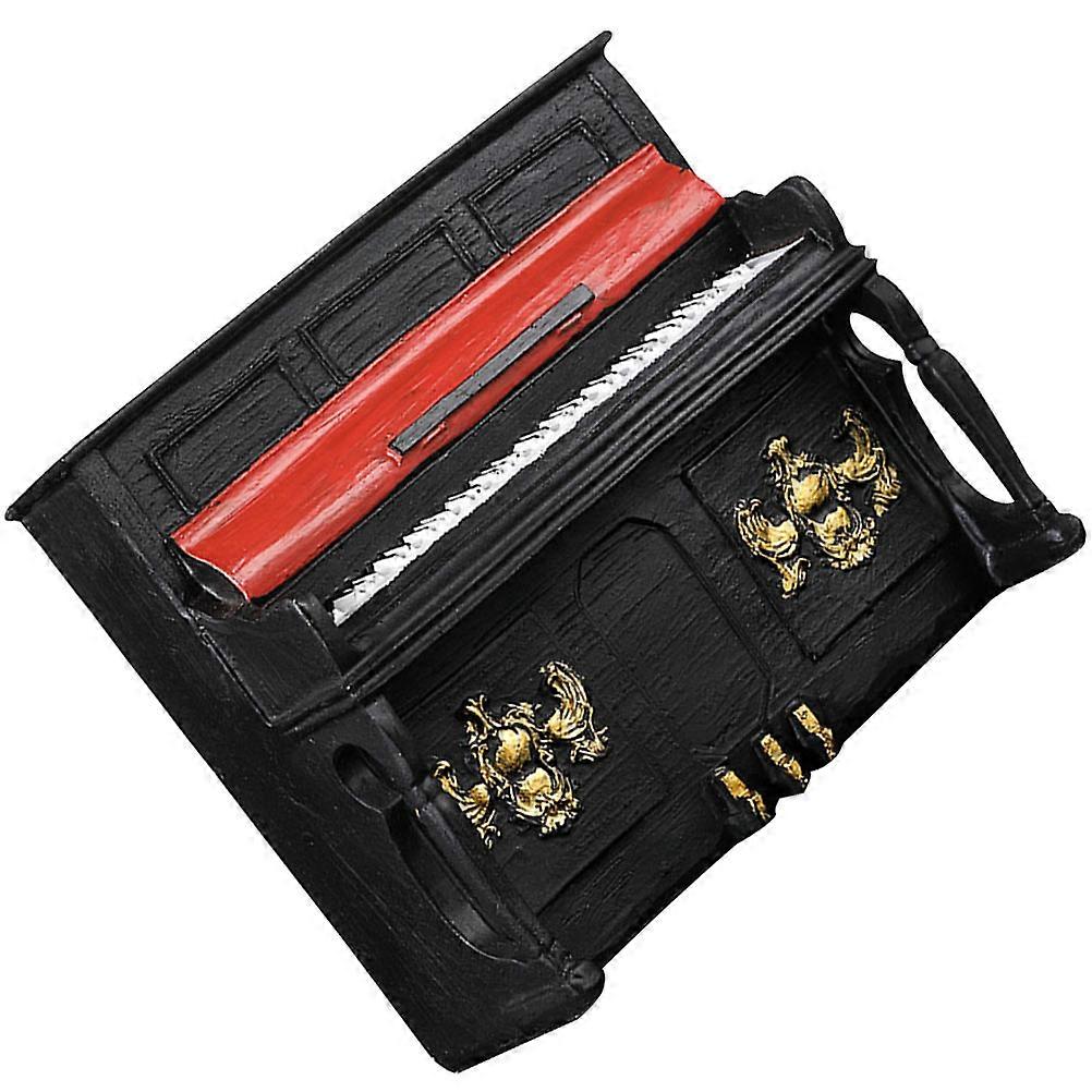 Mini Resin Piano Figurine for Decor 2Pcs Black Retro Style Ornament