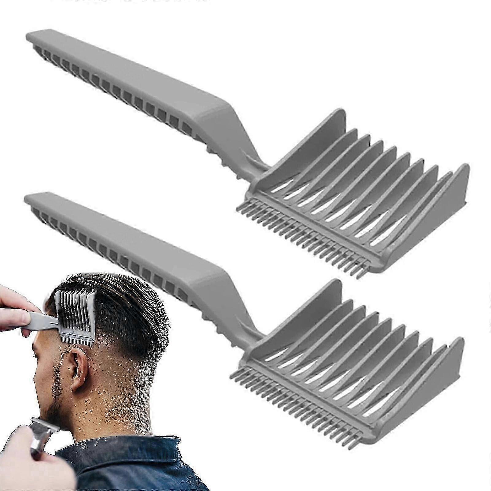 2 peignes de fondu de barbier, ensemble professionnel de peigne de positionnement incurvé, peigne de coupe de cheveux de conception gradient avec un design ergonomique