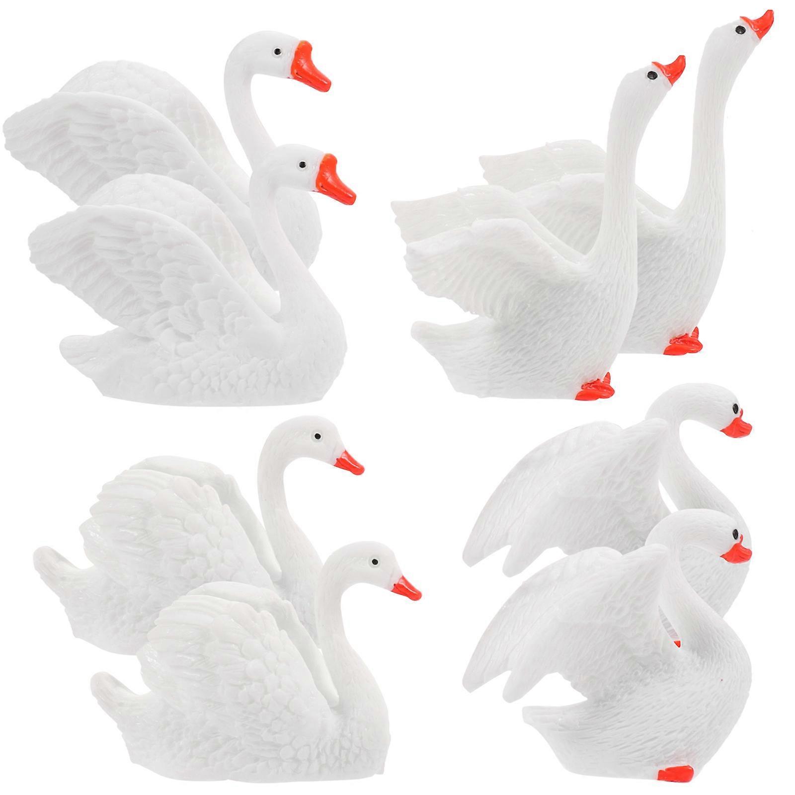 Realistic Miniature Swan Shape Tabletop Decor For Small Garden 16 Pcs Durable Resin Craft Ideal For Desktop Decoration