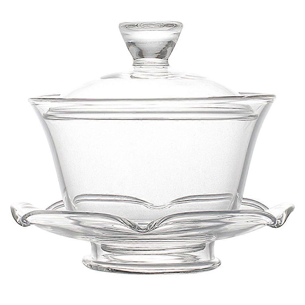 Glass Tea Cup with Lid Transparent for Home Use 1Set of Teaware