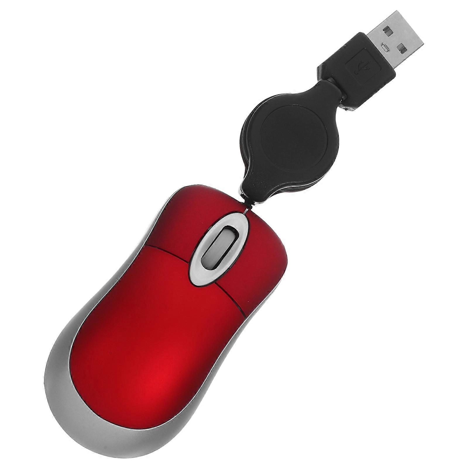 Red USB Mini Telescopic Mouse for Computer Use 3Pcs Lightweight Notebook Mouse