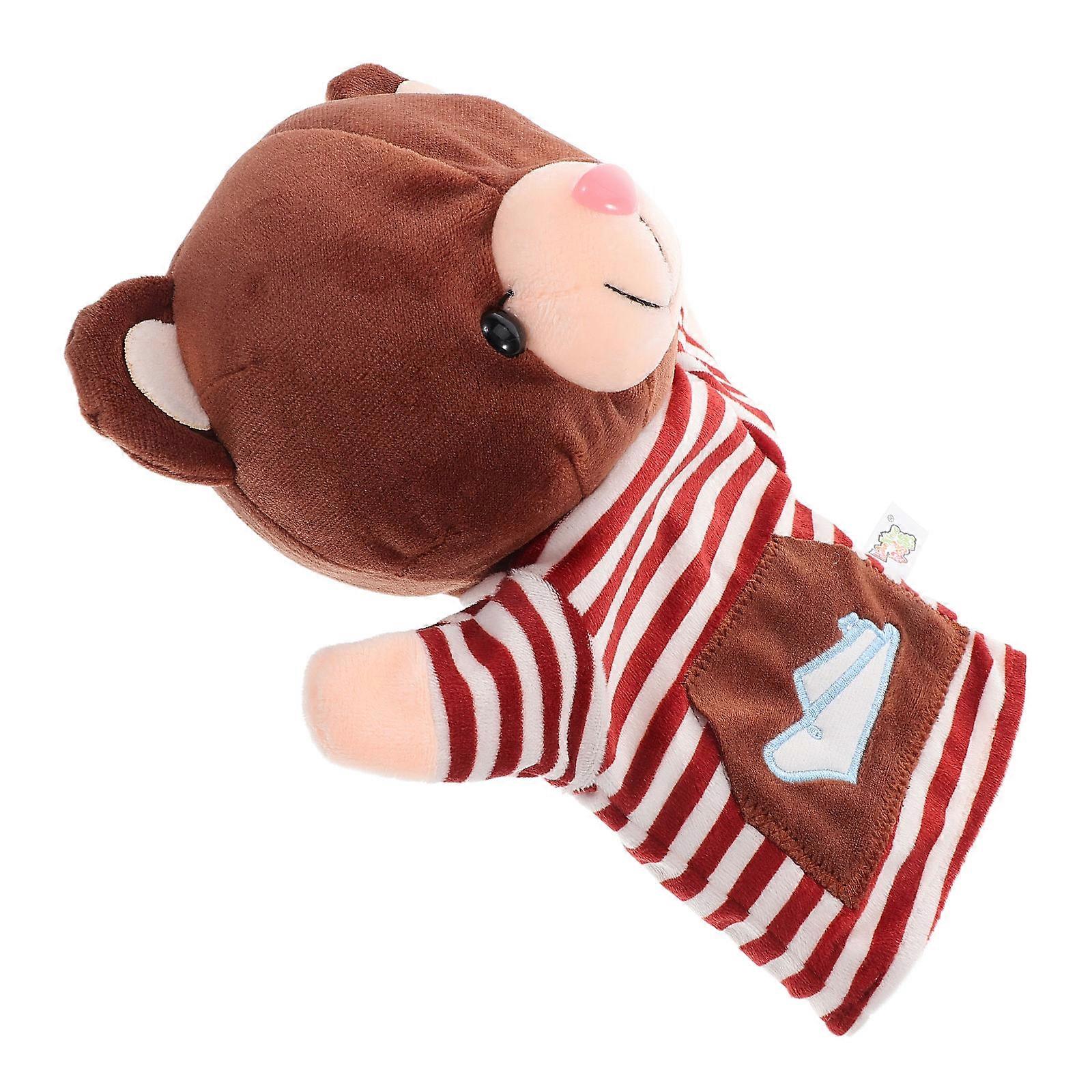 Light Brown Bear Hand Puppet for Storytelling 3Pcs Plush Toys