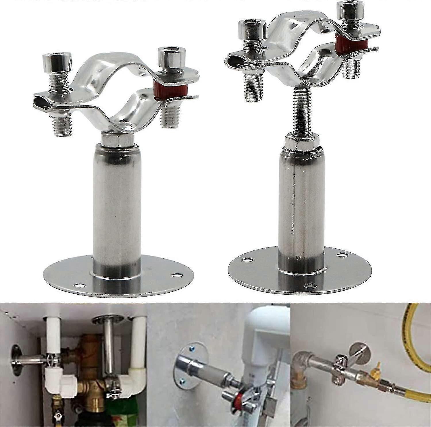 2stk Rustfri rør klemme holder-justerbar loft Vægmontering klemmer Diameter 25-27mm Højde 50-100mm