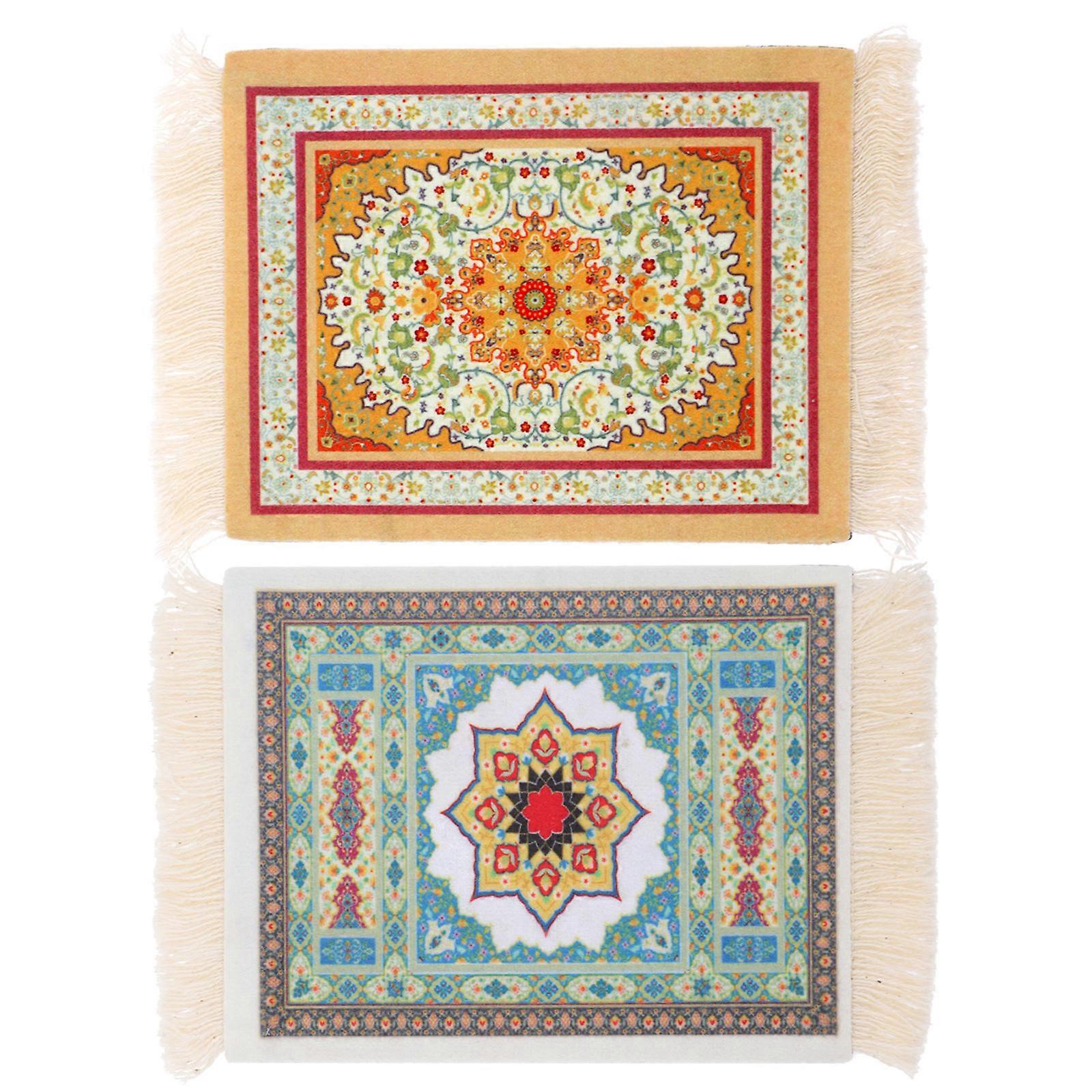 Retro Tassel Coaster Aesthetic Coasters Silicone Heat Insulated for Home Use 11x9cm 2Pack