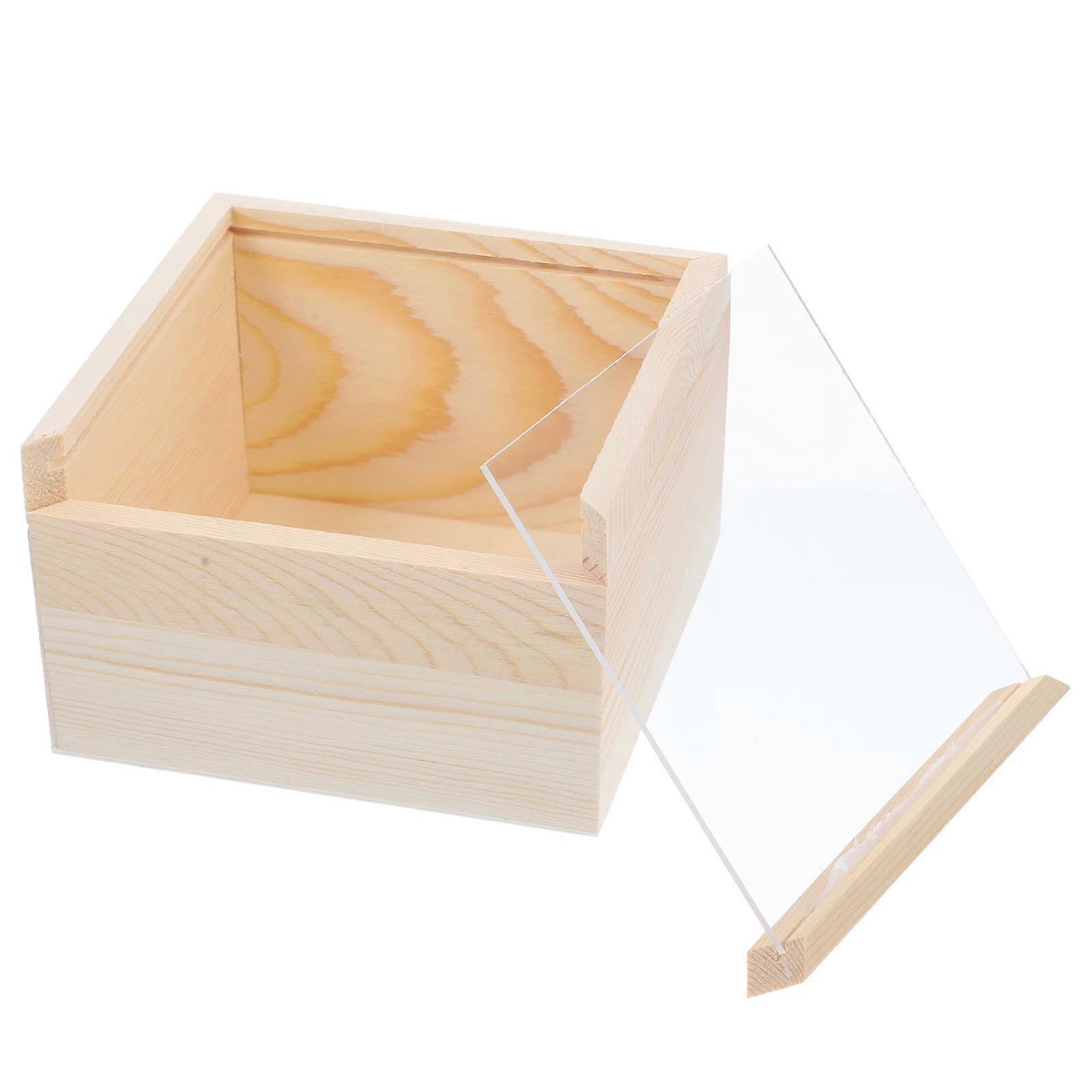 3Pcs Rectangular Unfinished Wooden Box Gift Packing for Living Room Decorative 12X8cm Displaying