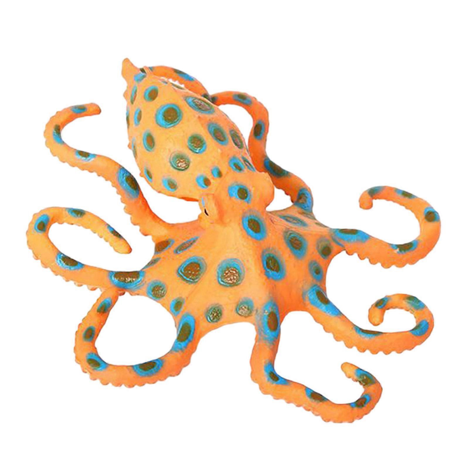 Plastic Octopus Model 4Pcs Orange for Decor Featuring Realistic Simulation Octopus
