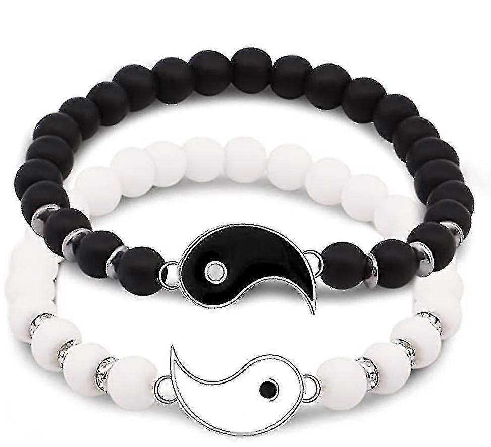 2 Matching Yin Yang Adjustable Friendship, Relationship, Boyfriend Girlfriend And Best Friend Bracelets For Valentine's Day SX